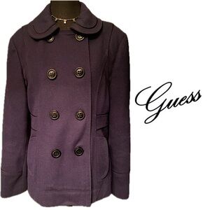 Guess Wool-Blend Fully Lined Double Breasted Navy Peacoat Jacket Women’s Large